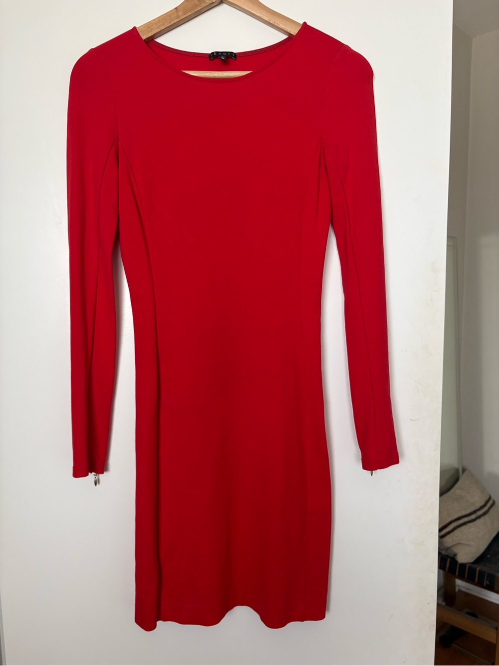 Theory Red Long-Sleeve Dress